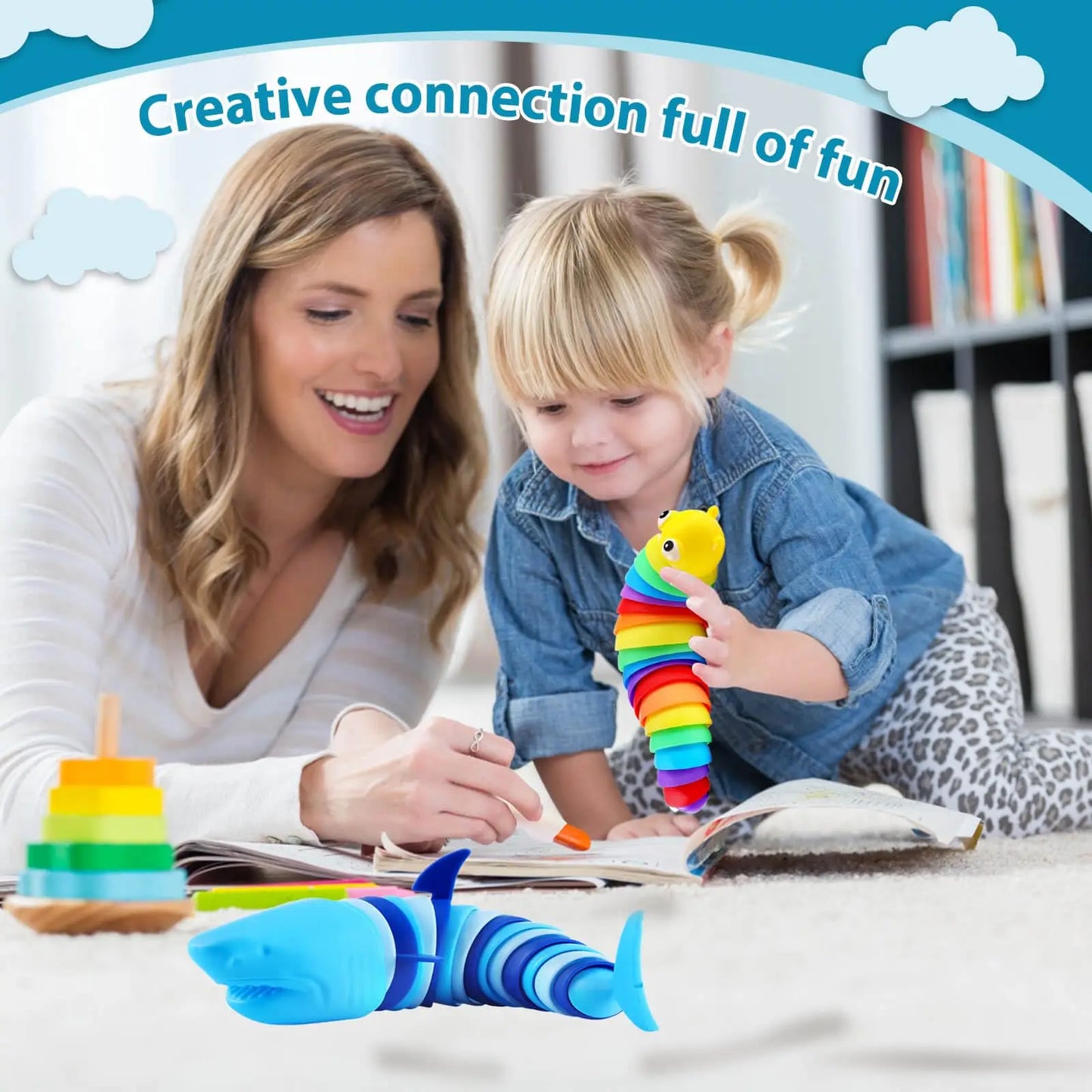 MontessoriNest Caterpillar & Shark Fidget toy (Calmness & Focus)