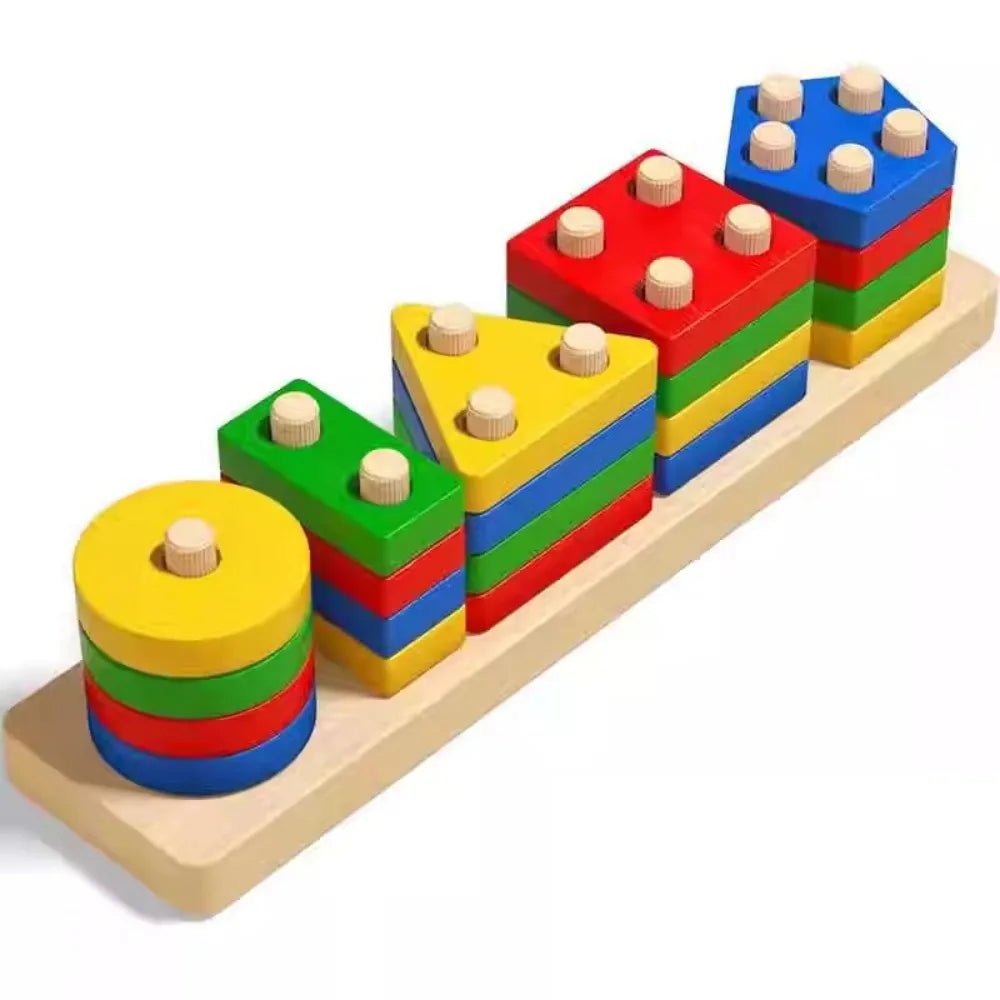 MontessoriNest Baby Sensory Sorting Stacking Wooden Puzzle