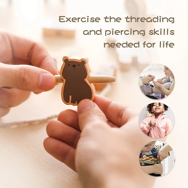 MontessoriNest Wooden Animal Threading