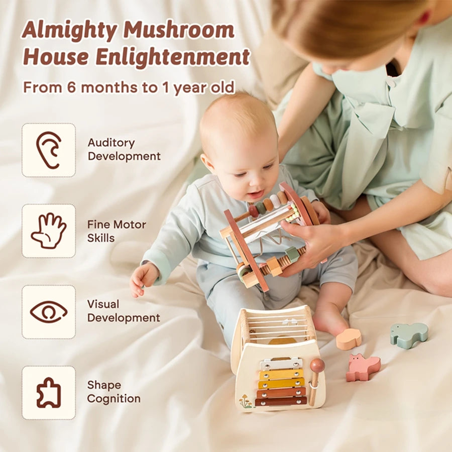 MontessoriNest Mushroom Building Blocks Puzzle